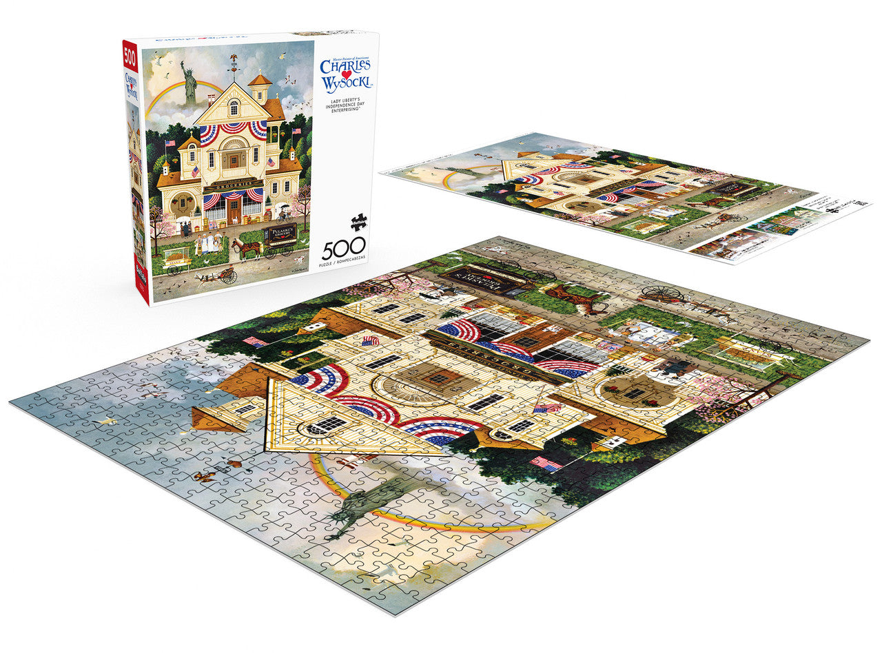 Charles Wysocki: AMERICANA: Lady Liberty's Independence Day Enterprising 500 Piece Puzzle