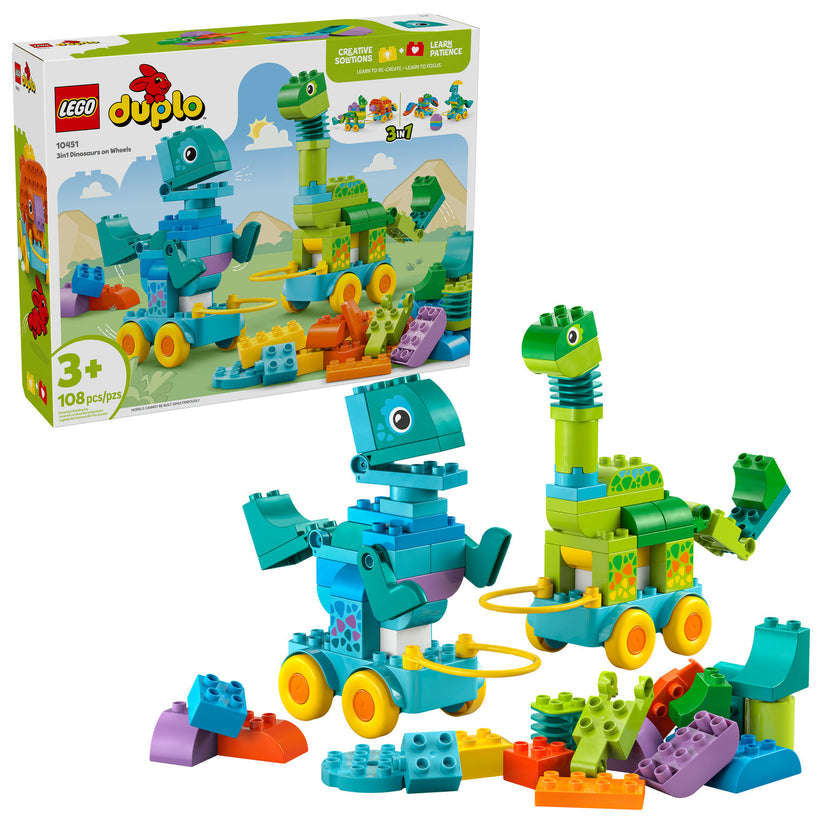 AVAILABLE NOW! LEGO® DUPLO® Town 3in1 Dinosaurs on Wheels 10451