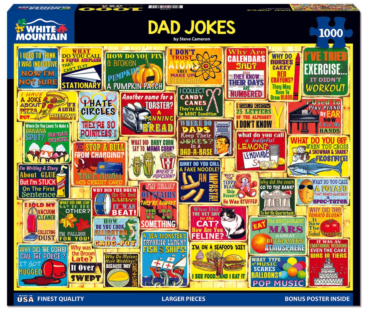 White Mountain Dad Jokes 1000 Piece Jigsaw Puzzle - CONSIGNMENT - CONSIGNMENT