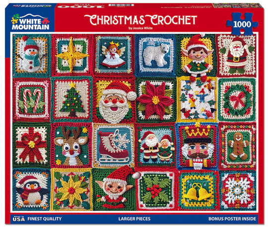 White Mountain Christmas Crochet 1000 Piece Jigsaw Puzzle