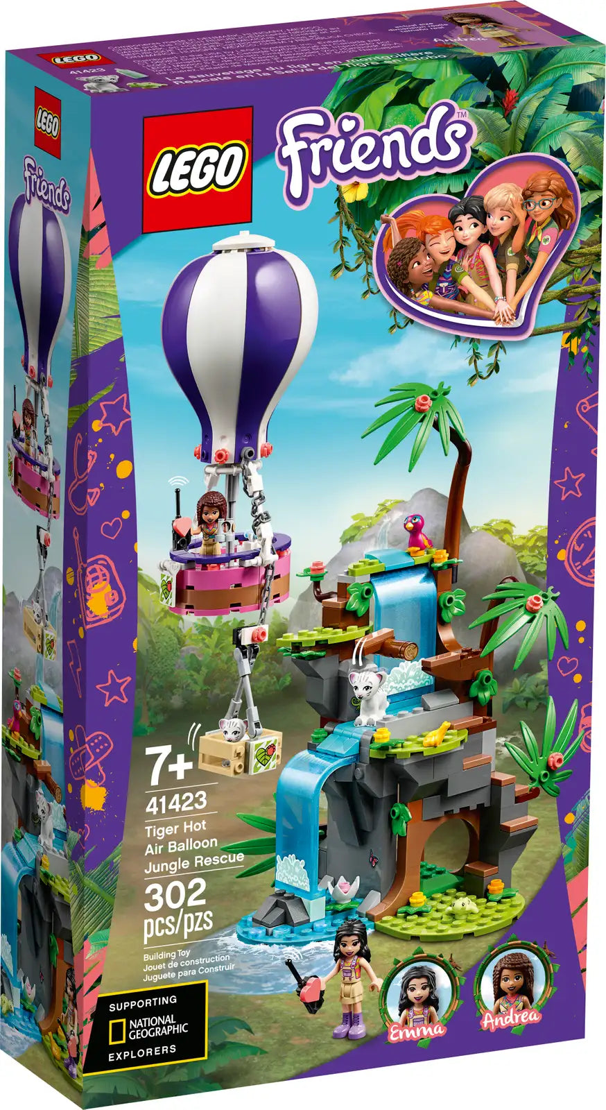 CERTIFIED USED: LEGO® Friends: Tiger Hot Air Balloon Jungle Rescue 41423 (Retired)