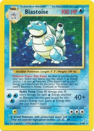 Pokémon Base Set Blastoise 2/102 Holo Rare – Unlimited Edition – Near Mint (NM)
