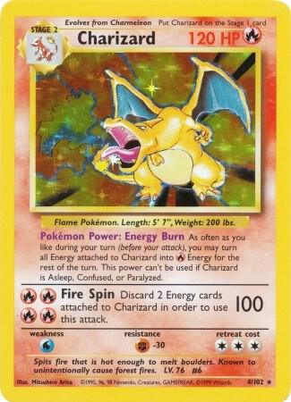 Pokémon Base Set Charizard 4/102 Holo Rare – Unlimited Edition – Near Mint (NM)