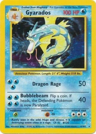 Pokémon Base Set Gyarados 6/102 Holo Rare – Unlimited Edition – Near Mint (NM)