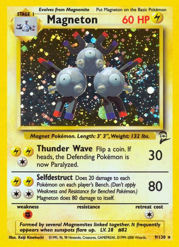 Magneton 9/130 Holo Rare - Base Set 2 Vintage Pokémon Card - NM