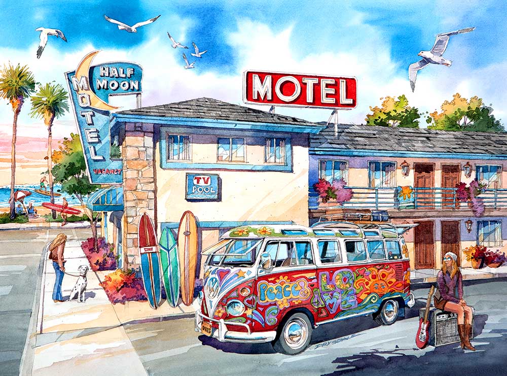 Half Moon Motel California - 1000pc Jigsaw Puzzle