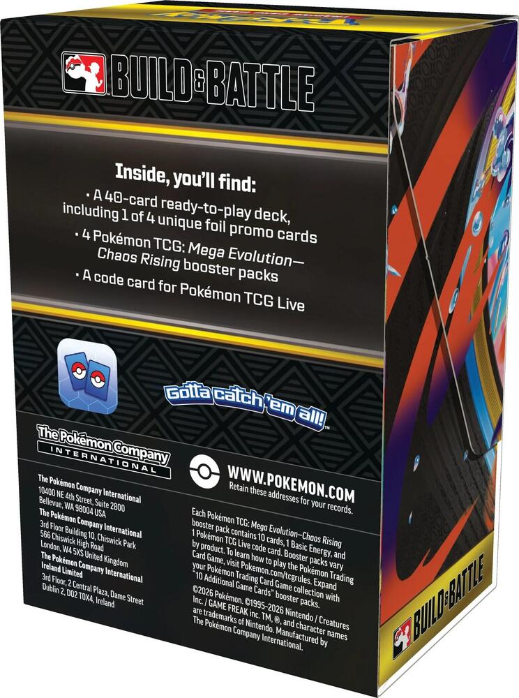 Pokémon TCG: Mega Evolution - Chaos Rising Build and Battle Box - Includes 3 Free Booster Packs While Supplies Last!