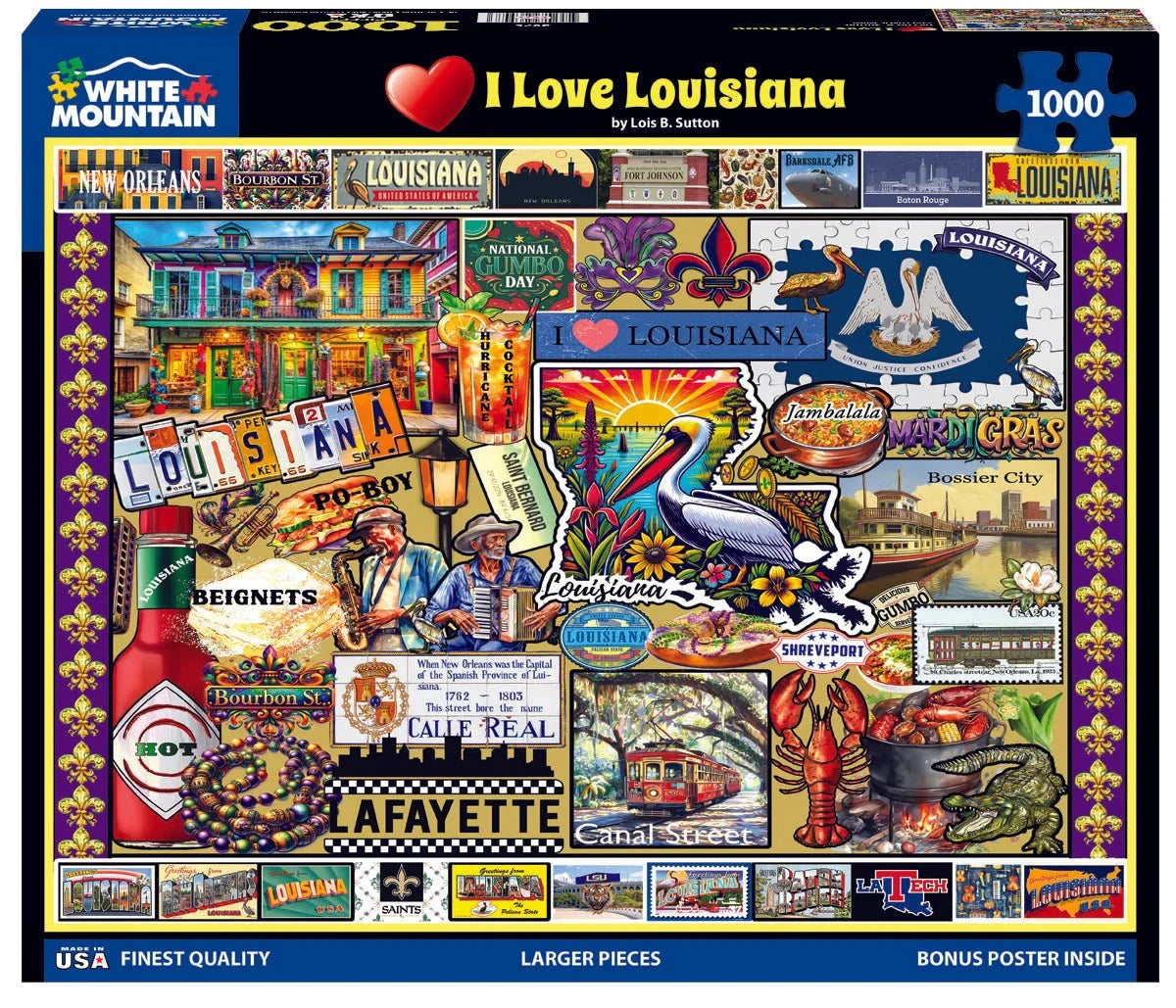 White Mountain I Love Louisiana - 1000 Piece Jigsaw Puzzle