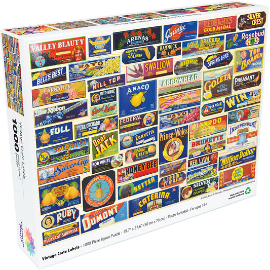 PUZZLE RENTAL: Vintage Crate Labels - 1000 Piece Puzzle