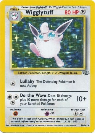 Wigglytuff 16/64 Holo Rare - Jungle Set Vintage Pokémon Card - NM