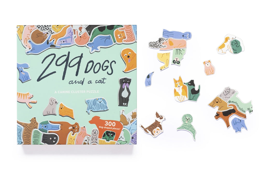 PUZZLE RENTAL: 299 Dogs (and a Cat) 300 Piece Cluster - 300 Pieces