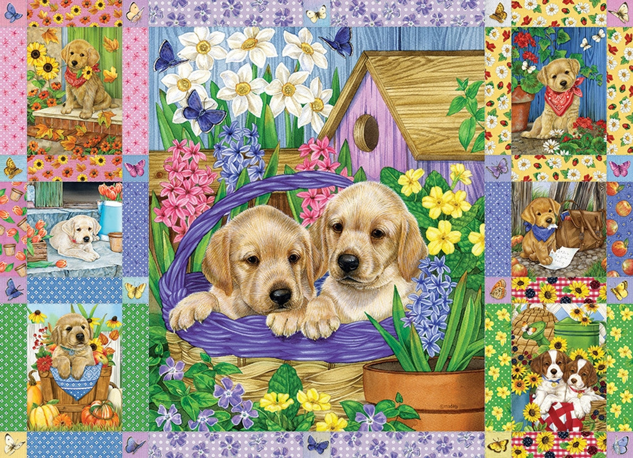Puppies and Posies Quilt - 1000 Piece Puzzle