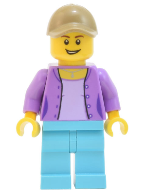 LEGO® Minifigure Skyline Express Woman - Medium Lavender Jacket, Medium Azure Legs, Dark Tan Cap (adp017)