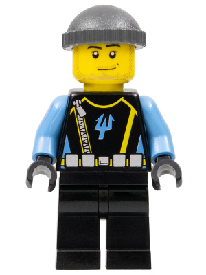 LEGO® Minifigure Aquaraider Diver 5 - Dark Bluish Gray Knit Cap (aqu024)