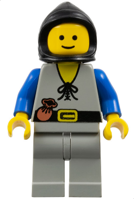 LEGO® Minifigure Peasant - Light Gray Legs, Black Hood (cas091)