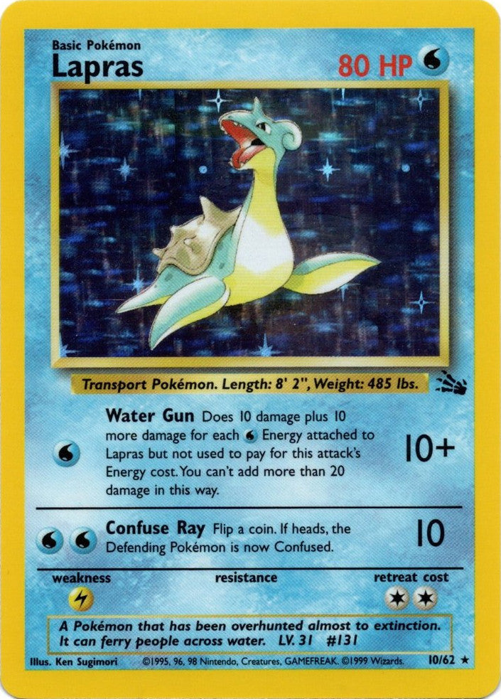 Pokemon TCG: Fossil Lapras 10/62 (Rare Holo) - Moderately Played