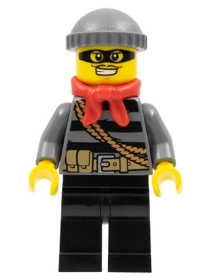 LEGO® Minifigure Police - City Burglar, Dark Bluish Gray Knit Cap, Red Bandana, Mask (cty0433)