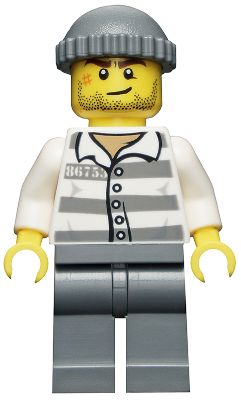 LEGO® Minifigure Police - Jail Prisoner 86753 Prison Stripes, Dark Bluish Gray Knit Cap (cty0457)