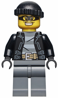 LEGO® Minifigure Police - City Bandit Male, Black Knit Cap, Mask (cty0462) - Used