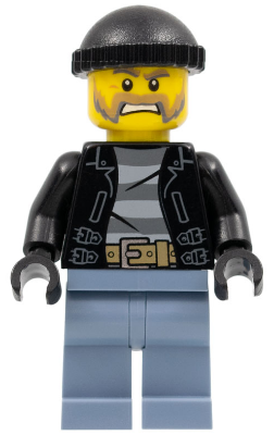 LEGO® Minifigure Police - City Bandit Male with Brown and Gray Beard, Black Knit Cap (cty0621)