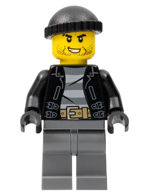LEGO® Minifigure Police - City Bandit Crook, Black Knit Cap, Black Stubble (cty0930) - Used