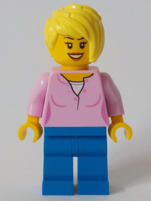LEGO® Minifigure Toy Store Owner - Bright Pink Female Top, Blue Legs (cty1047) - USED
