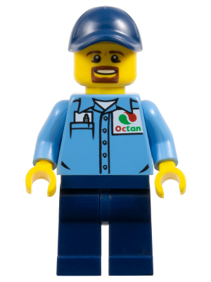 LEGO® Minifigure Gas Station Worker - Medium Blue Shirt with 'Octan' Logo, Dark Blue Legs and Cap (cty1119)