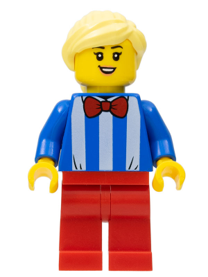 LEGO® Minifigure Ice Cream Vendor - Female, Red Legs, Bright Light Yellow Hair (cty1139) - USED