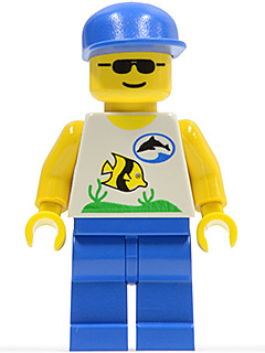 LEGO® Minifigure Divers - Boatie, Fish and Dolphin Shirt, Blue Cap (div003)