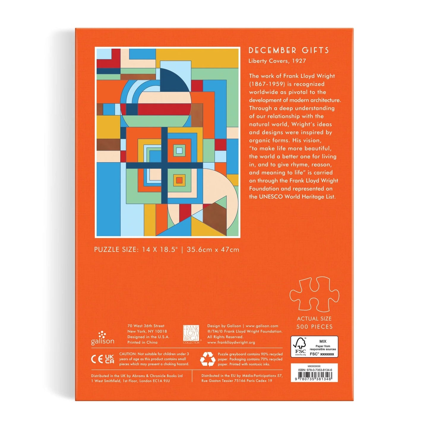 Frank Lloyd Wright Collection: December Gifts (500 Piece Puzzle)