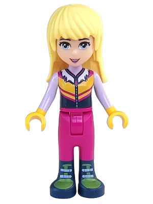 LEGO® Minifigure Friends Stephanie - Winter Vest with Fur Collar, Magenta Pants, Dark Blue Boots (frnd0211) - USED