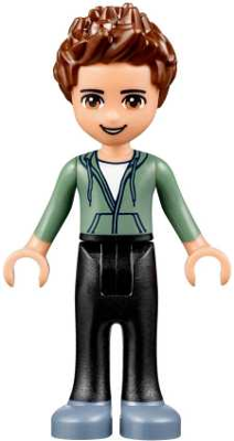 LEGO® Minifigure Friends Ethan - Black Trousers, Sand Green Hoodie (frnd0240) - USED