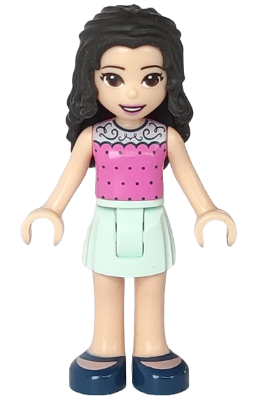 LEGO® Minifigure Friends Emma - Dark Pink Top with Dots, Light Aqua Skirt, Dark Blue Shoes (frnd270)