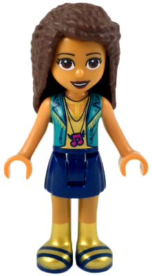LEGO® Minifigure Friends Andrea - Dark Blue Skirt, Gold Top with Dark Turquoise Vest (frnd292)
