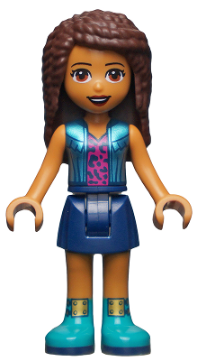 LEGO® Minifigure Friends Andrea - Dark Blue Skirt, Metallic Light Blue Jacket over Magenta Top (frnd456)