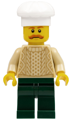 LEGO® Minifigure Chef - Tan Knit Sweater, Dark Green Legs, Bushy Moustache (hol129)