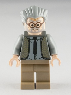 LEGO® Minifigure Ernie Prang - Dark Bluish Gray Vest Knit, Light Bluish Gray Hair (hp128)