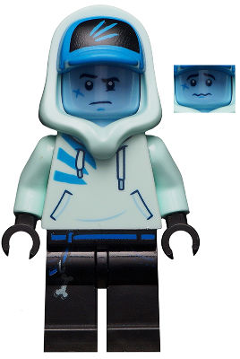 LEGO® Minifigure Jack Davids - Light Aqua Hoodie with Cap and Hood (Bright Light Blue Head) (hs031) - USED
