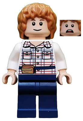 LEGO® Minifigure Gray Mitchell - White Shirt, Dark Blue Legs (jw002)