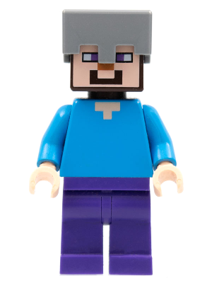 LEGO® Minifigure Steve - Dark Purple Legs, Flat Silver Helmet (min016)