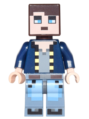 LEGO® Minifigure Minecraft Skin 8 - Pixelated, Dark Blue Jacket and Bright Light Blue and Sand Blue Legs (min041) - USED
