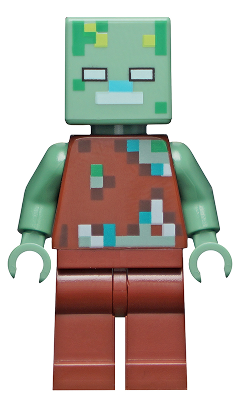 Drowned Zombie - Dark Brown, Dark Turquoise, Green, Sand Green, White Pixelated Vest