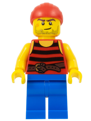LEGO® Minifigure Pirate 3 - Black and Red Stripes, Blue Legs, Scar (pi161)