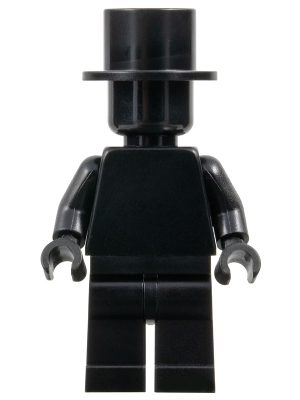 LEGO® Minifigure Plain Magician, Black Torso, Black Legs, Black Head, Black Top Hat (Monochrome) (pln201)