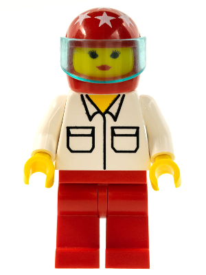 LEGO® Minifigure Shirt with 2 Pockets, Red Legs, Red Helmet 7 White Stars, Trans-Light Blue Visor (rac010) - USED