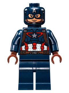 LEGO® Minifigure Marvel Captain America - Dark Blue Suit, Reddish Brown Hands, Mask (sh0177) - Used