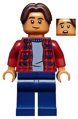LEGO® Minifigure Ned Leeds - Dark Red Plaid Shirt, Dark Blue Legs (sh0602)