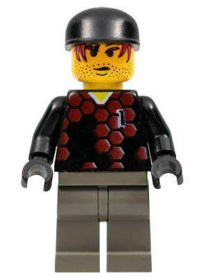 LEGO® Minifigure Soccer Player - Red and Blue Team Goalie with Number 1 (soc055)