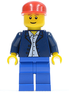 LEGO® Minifigure Dark Blue Jacket, Light Blue Shirt, Blue Legs, Red Cap (twn035)