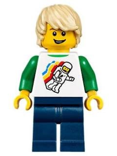 LEGO® Minifigure Boy - Classic Space Minifigure Floating Pattern, Dark Blue Legs, Tan Tousled Hair (twn296) - USED